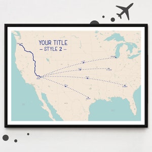 Flight Path Map - Travel Route - Personalize Memory Map - Boat Cruise ...