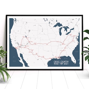Personalize Map Print - Custom Travel Map - Adventure map - Driving map, bedroom decor, road trip, memory map, custom route, digital print