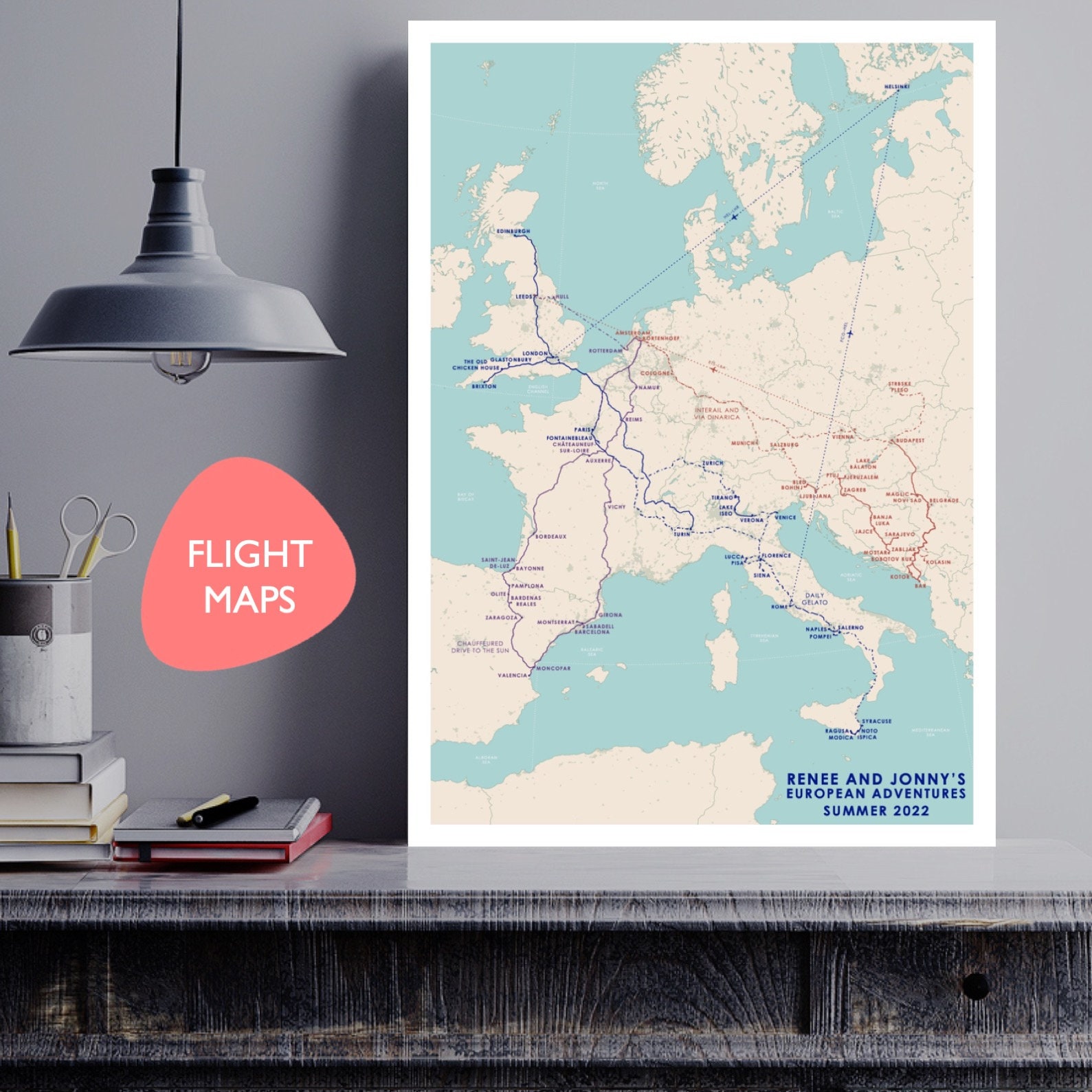 Custom Travel Route Map: Personalized Adventure Memory Art - Etsy Canada