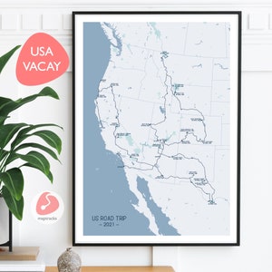 Gepersonaliseerde reisafdrukken - avontuur op maat - geheugenkaart - autokaart, roadtrip, reisherinnering, aangepaste vakantiekaart, digitale print