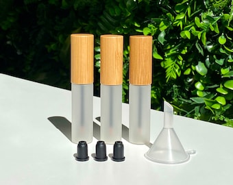 Eyeliner Trio - 3x Empty Glass Tubes with funnel - Lash Serum Bamboo Sustainable Green Eco Clean Beauty