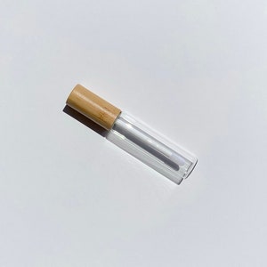 Empty Glass Lip Gloss Tube: Bamboo Lid, DIY Cosmetics (10ml)