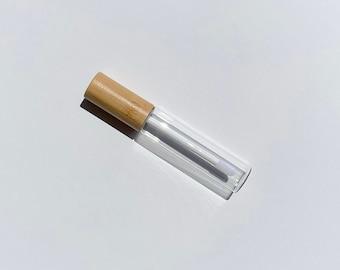 Empty Glass Lipgloss Tube - 10ml Container Bamboo Sustainable Green Eco Reusable Clean Beauty Travel DIY Refill Lip Gloss Applicator