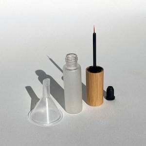 Empty Glass Eyeliner Tube + Funnel - Bamboo Sustainable Green Beauty Eco Eyelashes Lashes Liner Castor Oil DIY Serum Eye