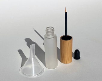 Empty Glass Eyeliner Tube + Funnel - Bamboo Sustainable Green Beauty Eco Eyelashes Lashes Liner Castor Oil DIY Serum Eye