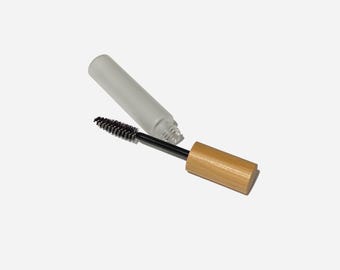 Leere Mascara-Tube: Mattiertes Glas, Bambusdeckel, Nylon-Bürste (10 ml)
