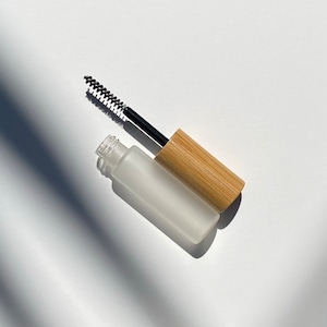 Empty Glass Mascara Tube: Bamboo Lid, Brow Spoolie (5ml)