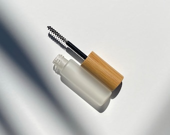 Leere Mascara-Glashülse: Bambusdeckel, Augenbrauenbürstchen (5 ml)