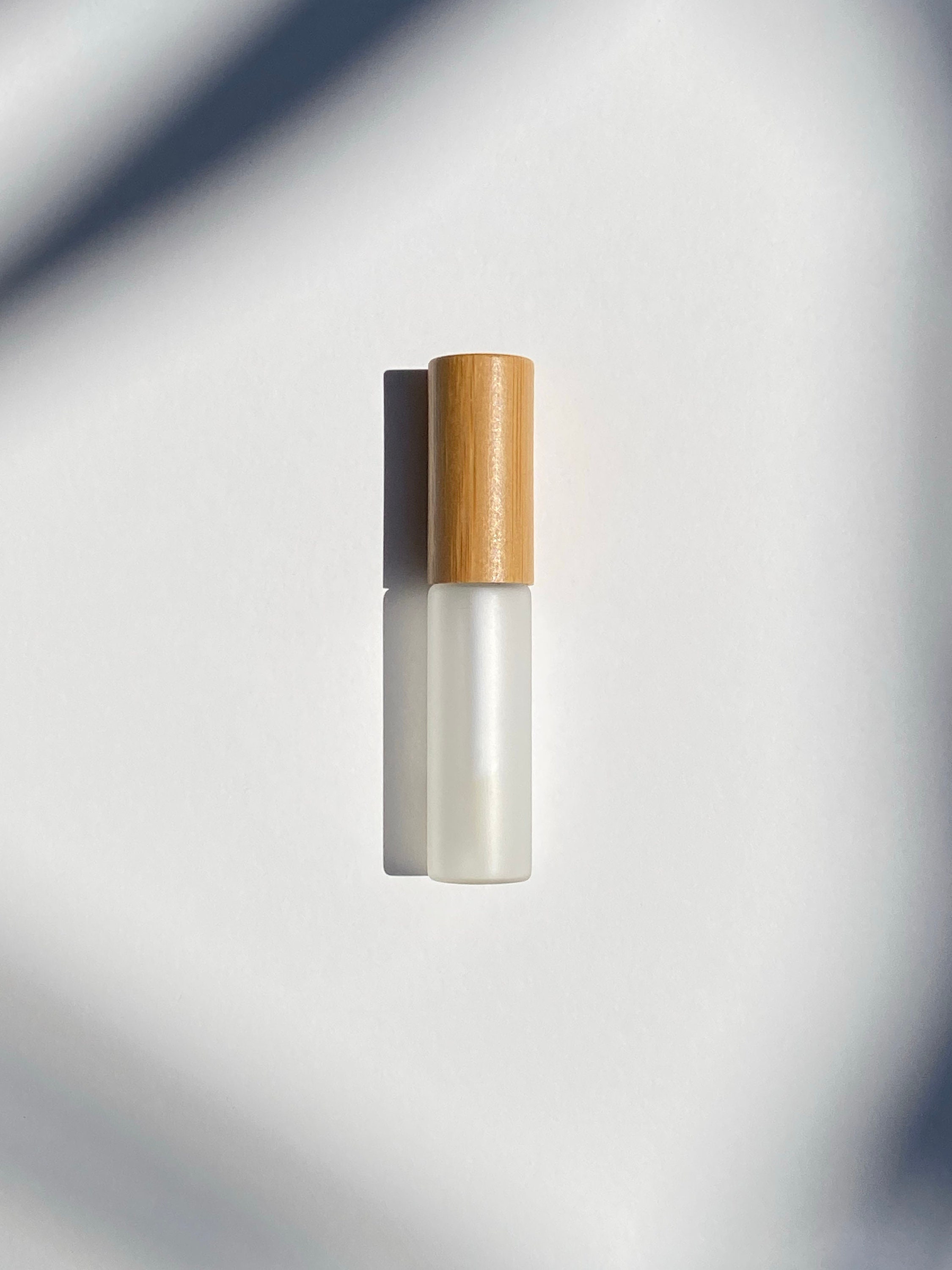 Empty Lipgloss Tube - 5ml Frosted Glass - Bamboo Sustainable Green Eco Reusable Clean Beauty Travel DIY Refill Lip Gloss Applicator