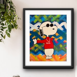 CANVAS PRINT, Pop Art Snoopy Inspired Painting Print, Original, Limited Edition Prints On Stretched Canvas, Charlie Brown Art, Ready To Hang