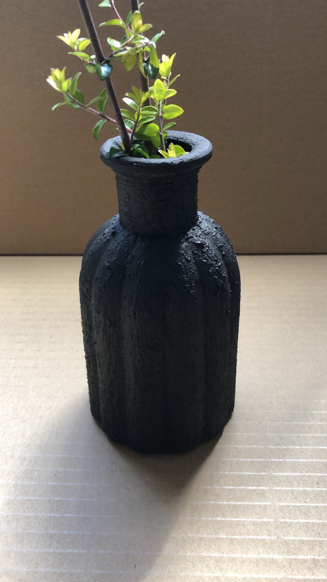 Matte Black Vases Glass Vases Upcycled Vases Home Decor Etsy