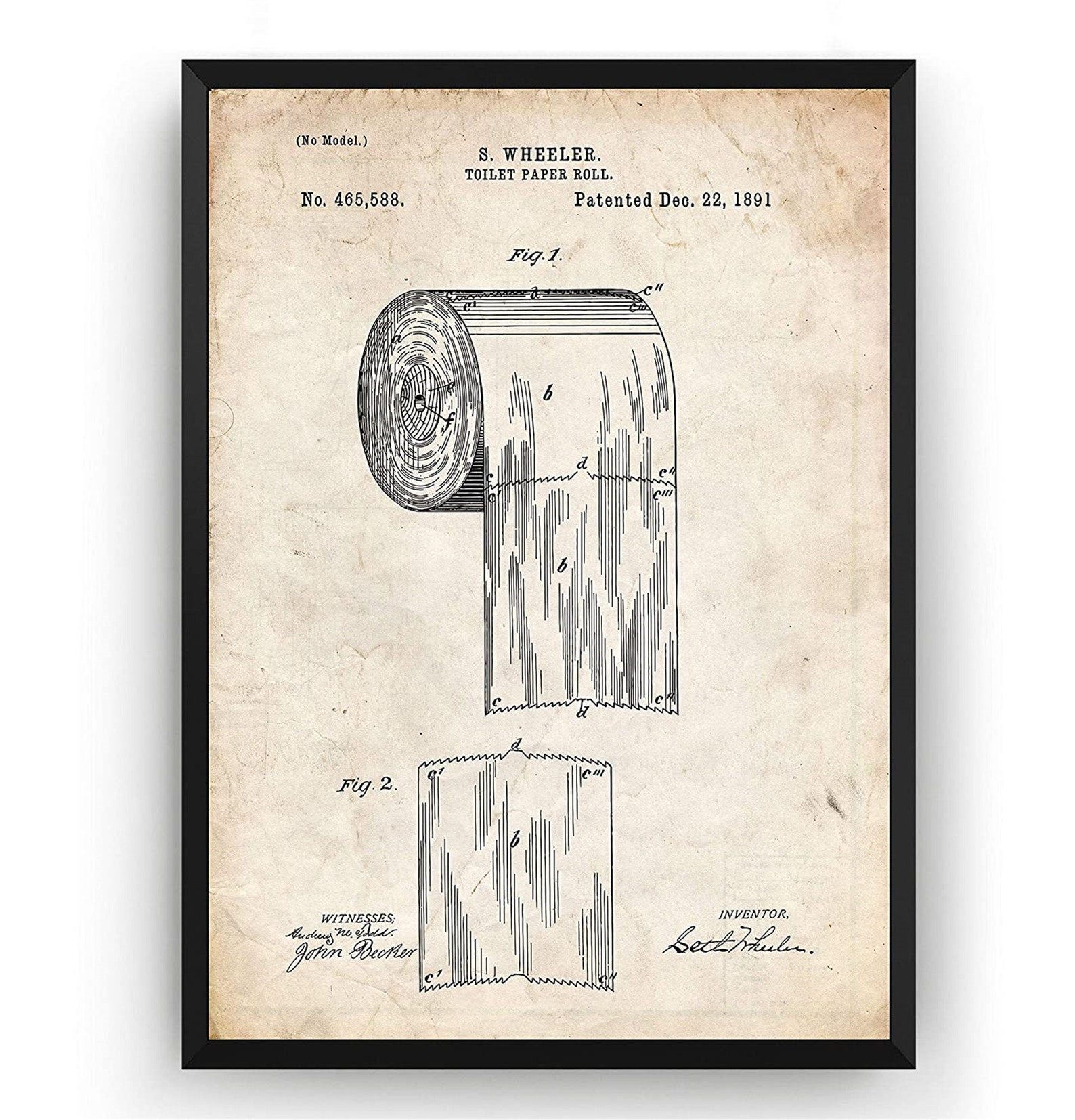 Toilet Roll Holder 1891 Patent Print Art Vintage Wall Toilet Etsy