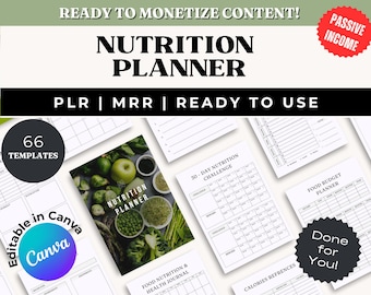Nutrition Planner Printable | PLR MRR Wellness Journal (PDF)