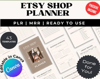 Planer sklepu Etsy plr mrr do druku, planer biznesowy, gotowy do użycia, produkt cyfrowy dla sprzedawców, branding, wzrost SEO, pasywny dochód w formacie PDF