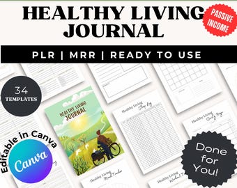Healthy Living Journal: Wellness Planner, PLR MRR (Printable PDF)