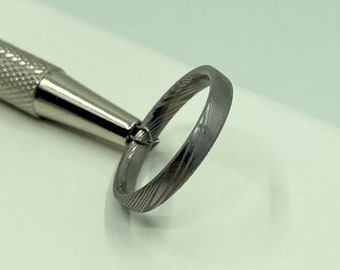 Anillo único de acero inoxidable de Damasco hecho a mano para mujer/hombre/unisex