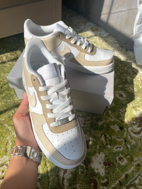Nike Air Force 1 Custom Neutral Beige Nike Air Force 1 Brown \u0026 | Etsy