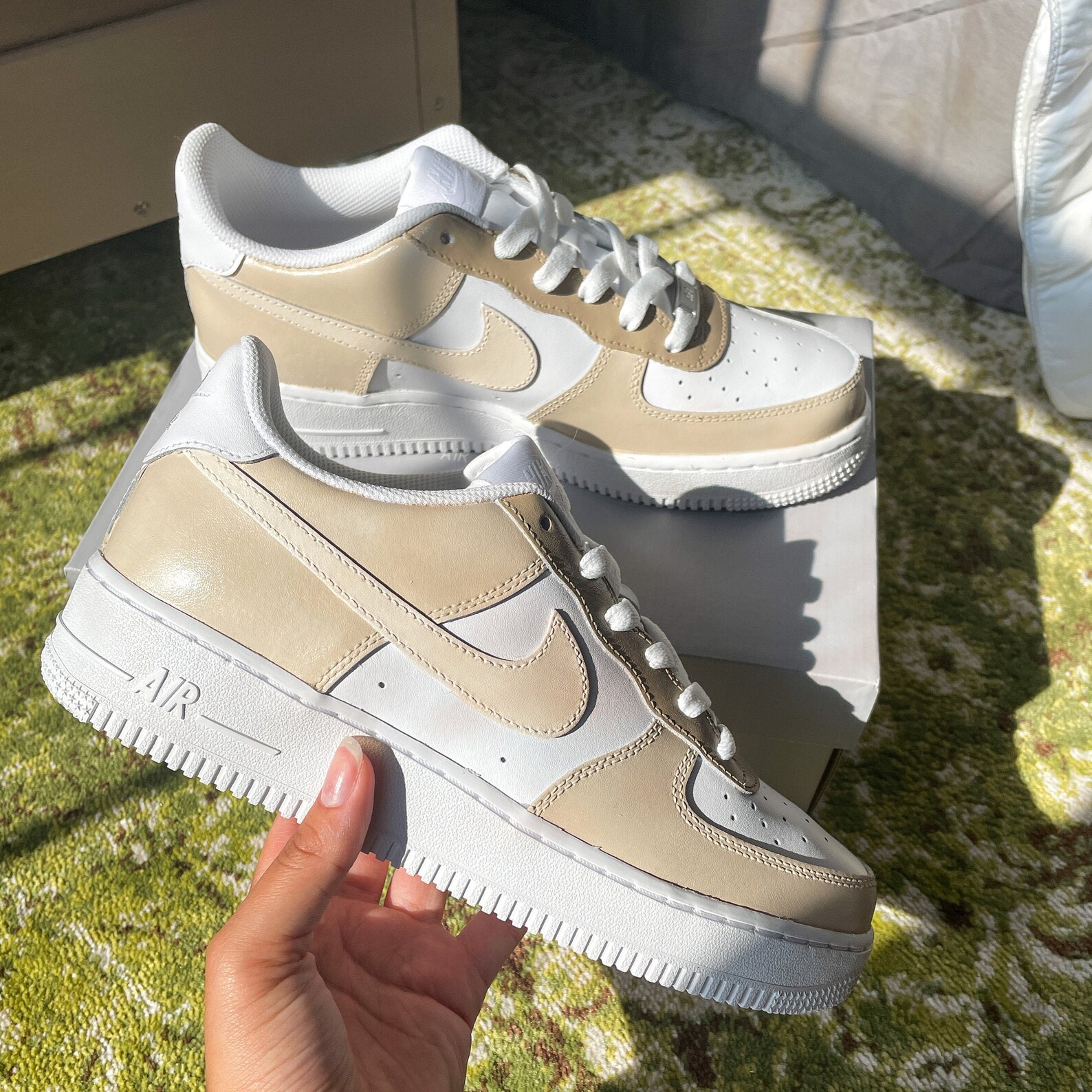 Nike Air Force 1 Custom Neutral Beige Nike Air Force 1 brown & | Etsy