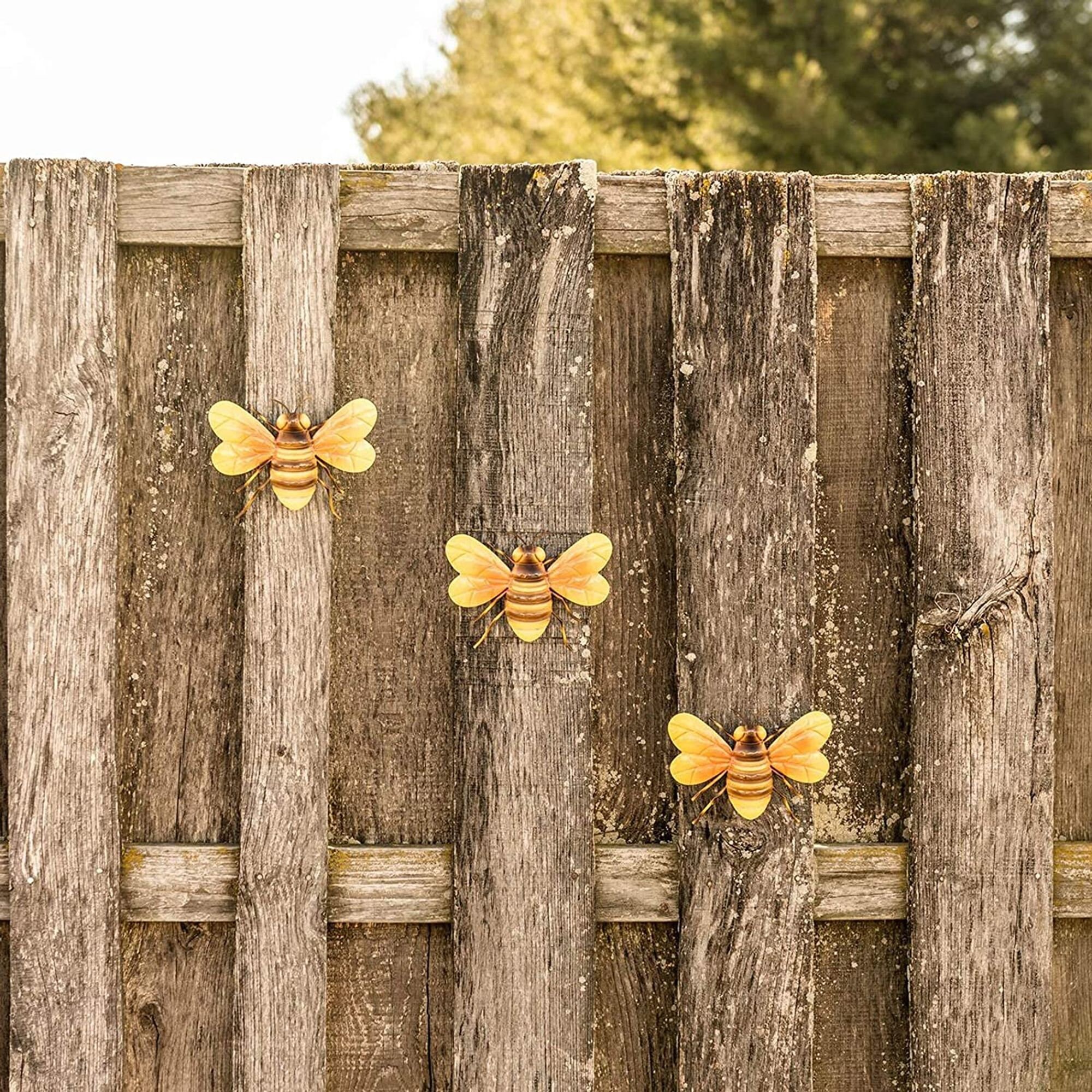 Metal Bee Wall Decor Art Outdoor Garden Fence Patio Yard Etsy