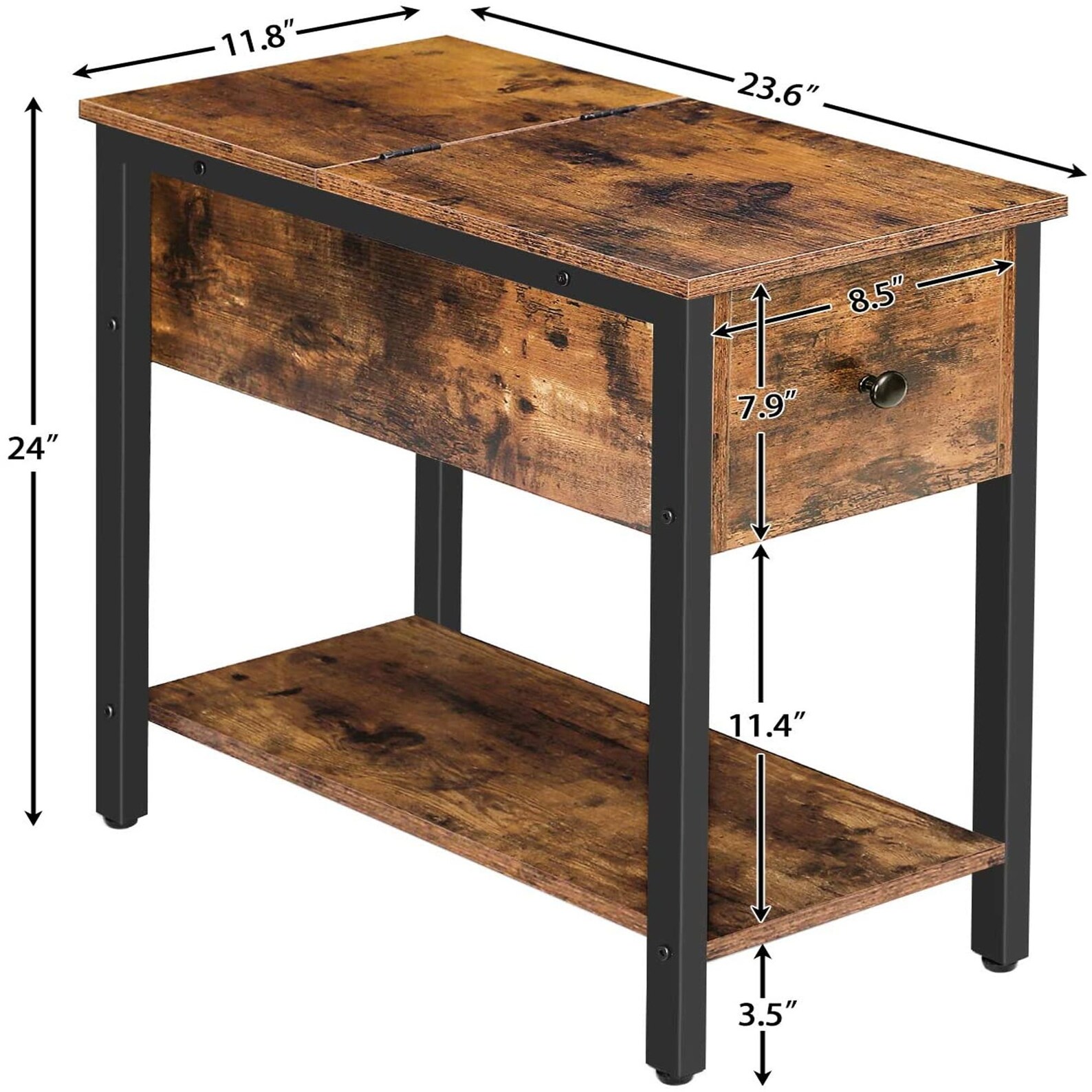 Set of 2 Narrow End Tables Side Table With Storage Shelf Etsy