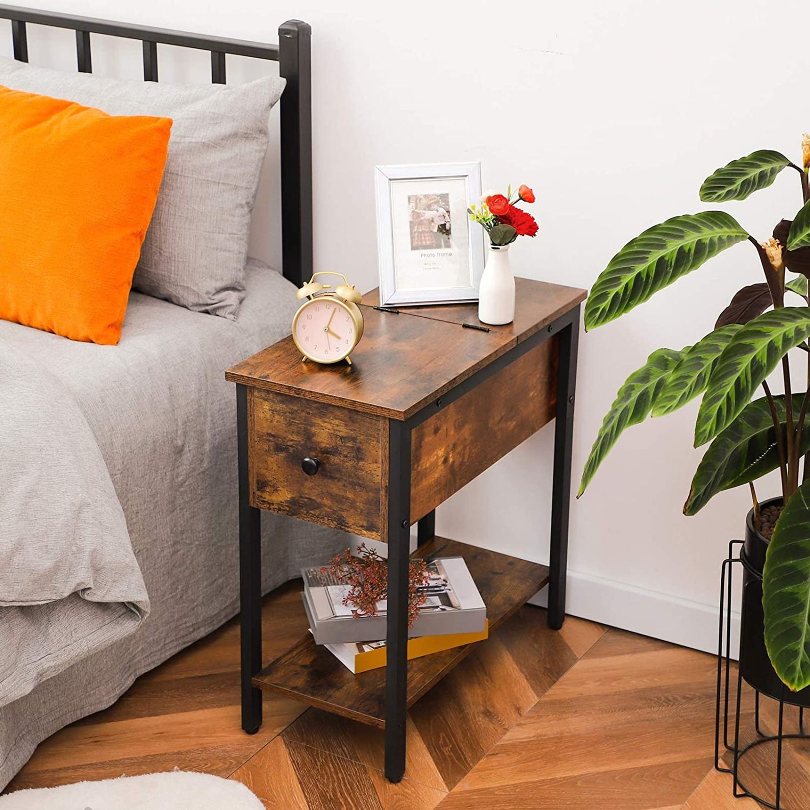 Set of 2 Narrow End Tables Side Table With Storage Shelf Etsy