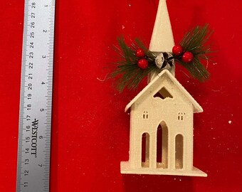 White Church Christmas Ornament