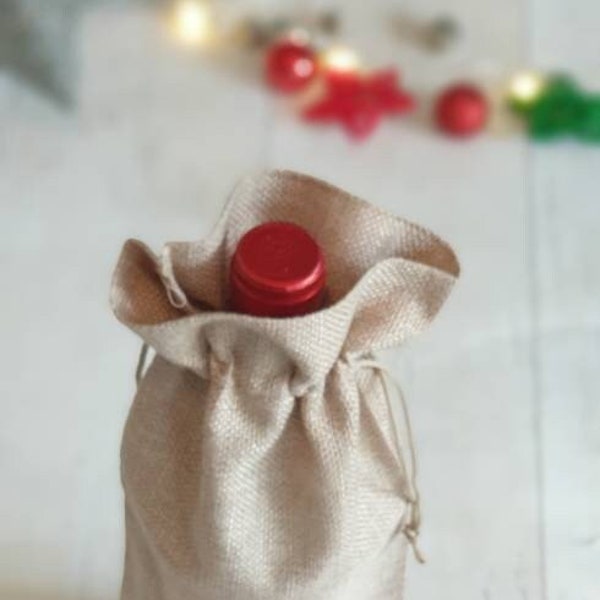 Jute Burlap blank Wine cover sack- Jute/Hessian Wedding Christmas Party Occasion Decoration Supplies