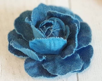 5 Pieces Denim Fabric flower for Crafts- 7.5 cm - Denim flowers Embellishments,Scrapbooking, Denim flowers for decorations, Flowers Sewing