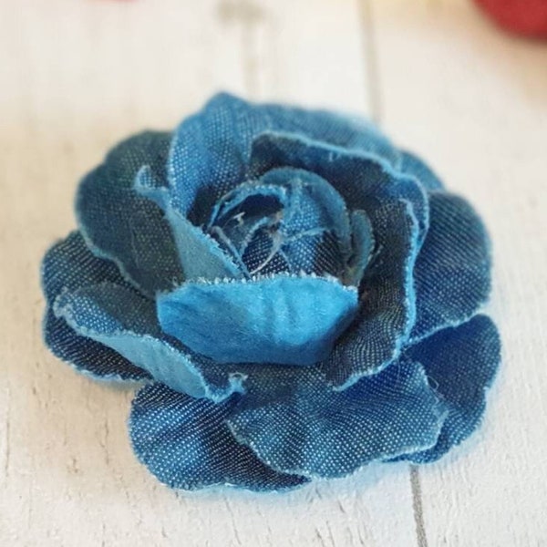 5 Pieces Denim Fabric flower for Crafts- 7.5 cm - Denim flowers Embellishments,Scrapbooking, Denim flowers for decorations, Flowers Sewing