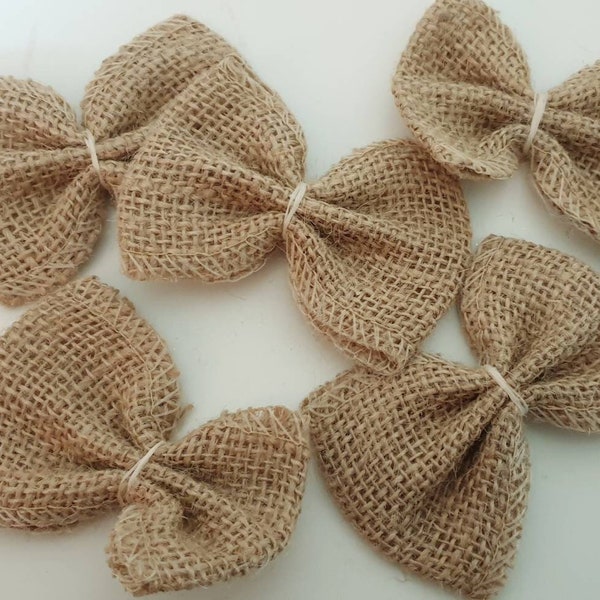 5 Pieces Burlap Bow for Crafts - Wedding Home Decor Shabby Chic Rustic Party Occasion Bows - Gift Wrapping