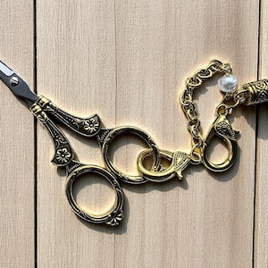 Stunning Golden Sewing Scissors with Tassel Lanyard - Rustic Shabby Chic Sewing Supplies - Elegant Craft Scissors for Sewing