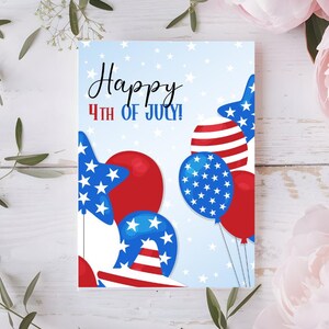 Carte de fête de l'indépendance A5 - Carte de voeux du 4 juillet, carte patriotique pour amis et famille