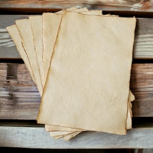 Set of 5 Vintage style Rustic A4 Size Paper, Deckled edges- Ideal for Wedding Invites, Thank you Notes