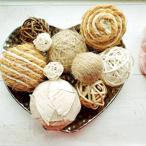 Rattan Wicker Balls - 10 pieces- Mix of Different Decorative Balls for Home Wedding Party supplies decoration