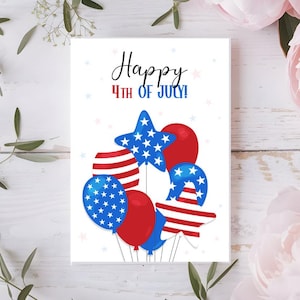 Carte de fête de l'indépendance A5 - Carte de voeux du 4 juillet, carte patriotique pour amis et famille