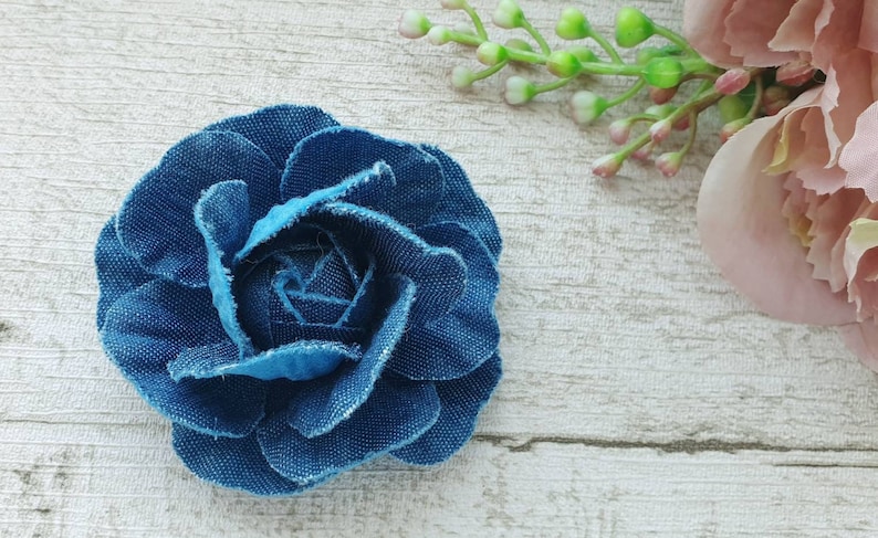 Denim Fabric Flower for Crafts 7.5 Cm Denim Flowers Embellishments, for ...