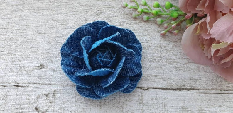 Denim Fabric Flower for Crafts 7.5 Cm Denim Flowers Embellishments, for ...