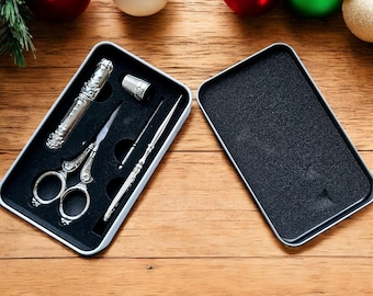 Retro Sewing Kit: 5-Piece Stainless Steel Travel Set