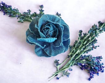 SUPERFINDINGS 16Pcs 4Styles Bleu Marine Tissu Denim Fleurs