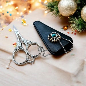 Stunning sewing scissors with Leather style Cover - Sewing Scissors - Rustic Shabby Chic Sewing Supplies