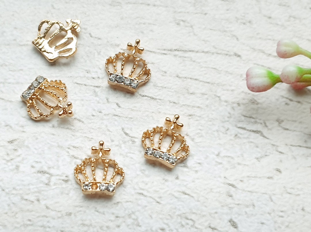 5 Pieces Rhinestone Crown Charm Metal Charms for Pendants Charms for