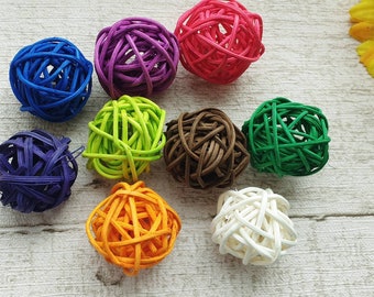 20 unids/lote bolas de mimbre de ratán de 3cm-mezcla aleatoria de colores-suministros de decoración para fiesta de boda en casa