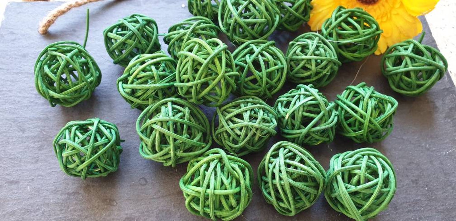 20 Pieces/lot 3cm Rattan Wicker Balls Green Color for Home Etsy