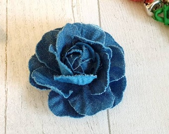 Denim Fabric flower for Crafts- 7.5 cm - Denim flowers Embellishments, For Scrapbooking, Denim flowers for decorations