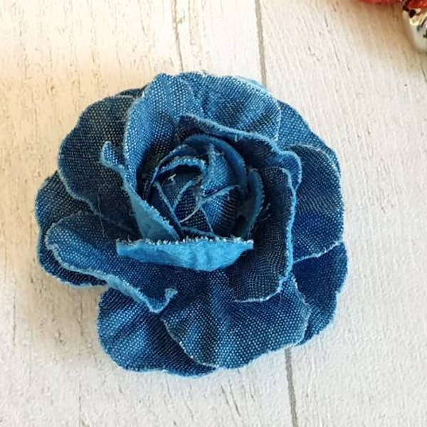Tissu en jean avec fleurs pour travaux manuels - 7,5 cm - Fleurs en jean pour décorations, Pour le scrapbooking, Fleurs en jean pour décorations