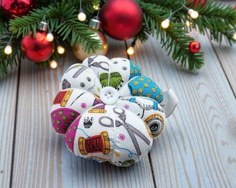 Pumpkin Pin Cushion: Rustic Sewing Needle Pad (9cm)