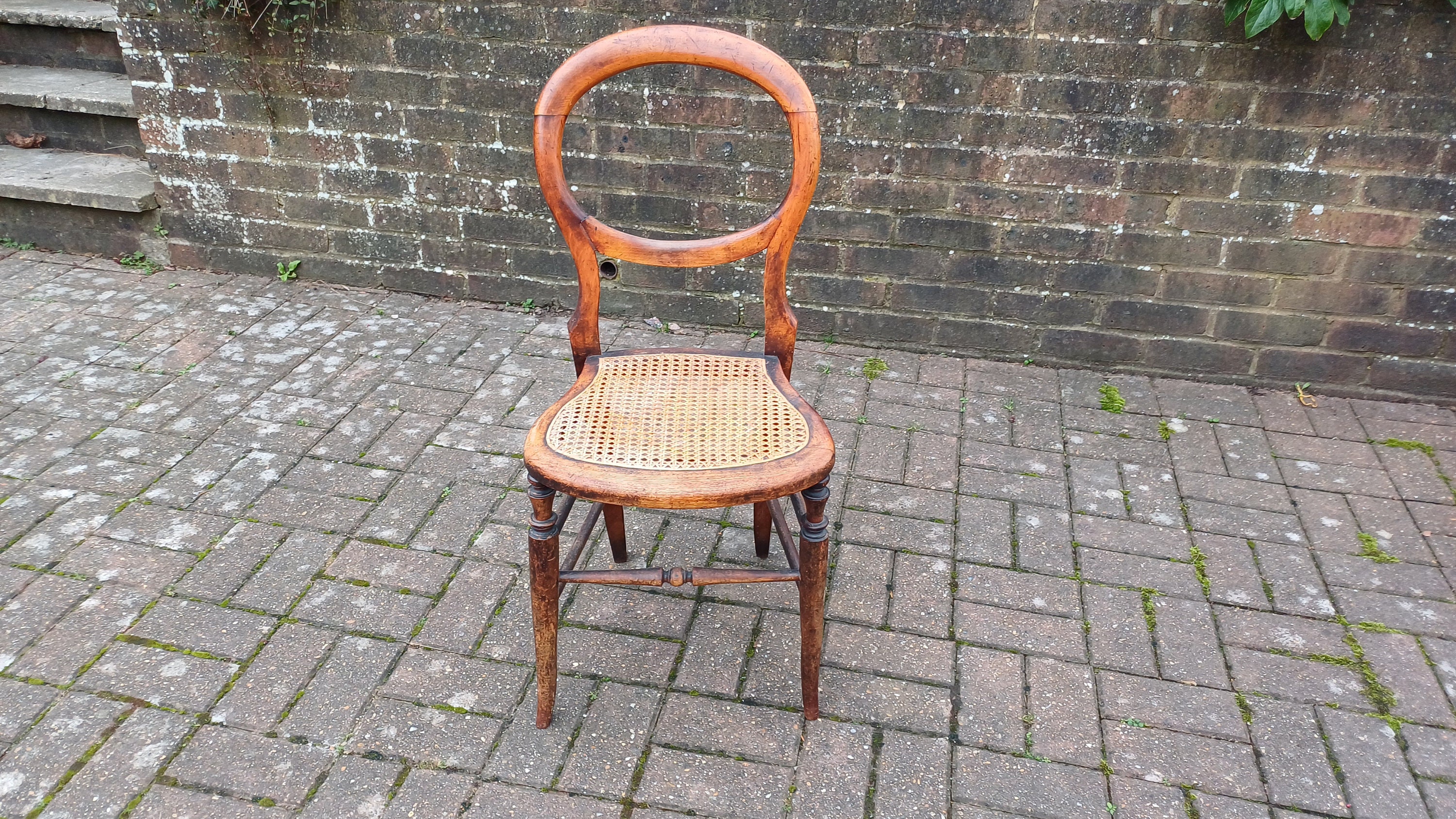 Vintage Restored Cane Seated Victorian Occasional Chair Balloon