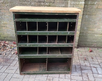 Vintage Industrial Painted Cubby Holes Shelves Storage Artisan