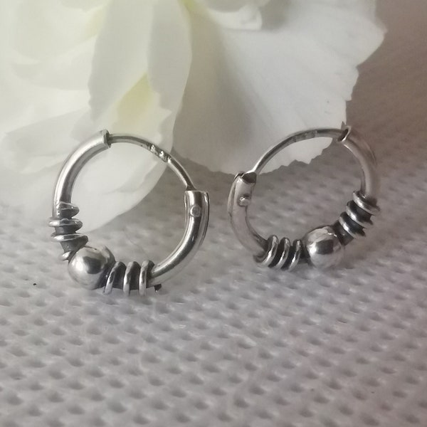 Solid Sterling Silver 925 LEAD & NICKEL FREE Nice Design of Hinged Hoops for Standard and Upper Lobe Piercing l43 p