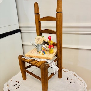 Vintage wooden Doll Size chair farmhouse chair Country cottage core Wooden chair